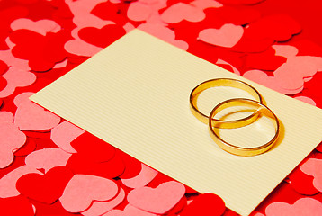 Image showing Two rings and a card with marriage proposal