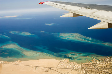 Image showing Desert, Egypt, river, sand, plane