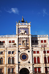 Image showing Close up of Clock Tower at San Marco square in Venice