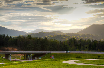 Image showing Scenic view at sunset