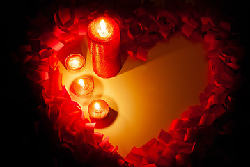 Image showing St. Valentine's day greeting background with four burning candles