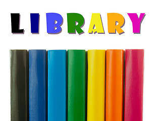 Image showing Row of colorful books' spines - Library concept