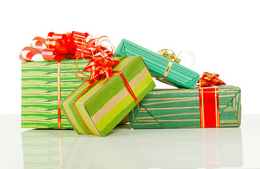 Image showing Christmas presents against white background