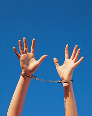 Image showing Handcuffed woman's hands