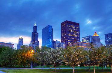 Image showing Downtown Chicago, IL in the evening