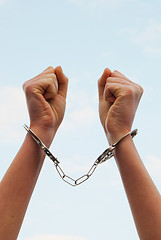 Image showing Handcuffed woman's hands