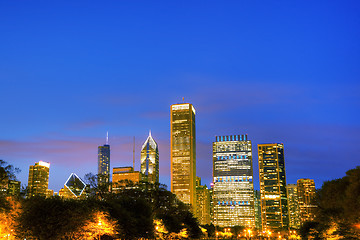 Image showing Cityscape of  Chicago in the evening