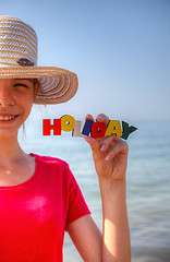 Image showing Teen girl at a beach