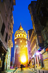 Image showing Galata Tower (Christea Turris) in Istanbul, Turkey