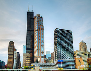 Image showing Cityscape of  Chicago in the evening