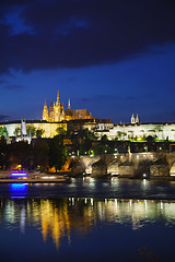 Image showing Overview of old Prague with Charles bridge