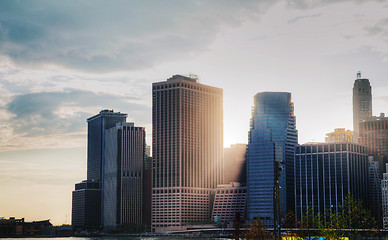 Image showing New York City cityscape at sunset