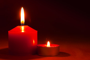 Image showing Two burning candles