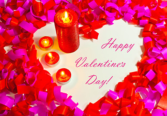 Image showing St. Valentine's day greeting background with four burning candles