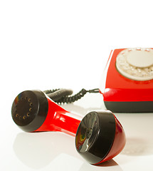 Image showing Red old fashioned telephone