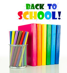 Image showing Row of colorful books - Back to school concept