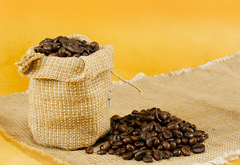 Image showing Sack with roasted coffee beans