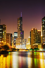 Image showing Trump International Hotel and Tower in Chicago, IL in the night