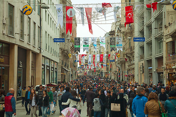 Image showing Crowded istiklal street with tourists in Istanbul