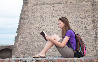 Image showing Teen girl reading the Bible