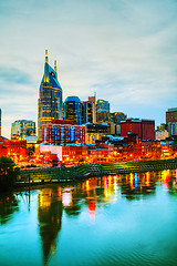 Image showing Downtown Nashville cityscape in the evening