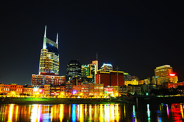 Image showing Downtown Nashville cityscape in the night