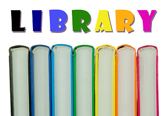 Image showing Row of colorful books' spines - Library concept