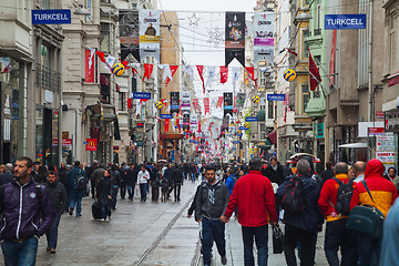 Image showing  Crowded Istiklal street in Istanbul