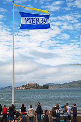 Image showing Famous pier 39 with view to Alcatraz island