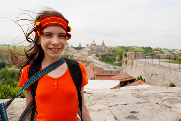 Image showing Ukrainian teen girl staying outdoors