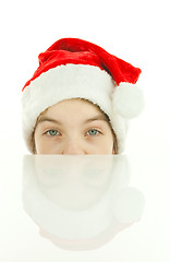 Image showing Pretty Santa girl, closeup portrait of a teen girl wearing Chris