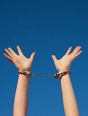 Image showing Handcuffed woman's hands