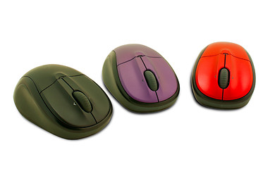 Image showing Three computer mouses