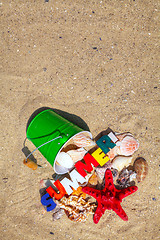 Image showing Summer background with shells on sand