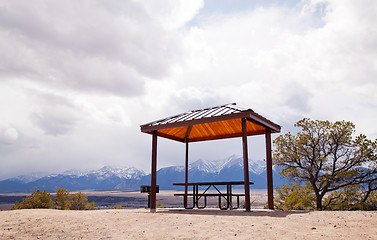 Image showing Lonely pergola at the top of the hill