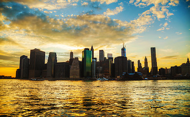 Image showing New York City cityscape at sunset