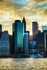 Image showing New York City skyscrapers at sunset