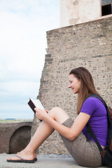 Image showing Teen girl reading the Bible