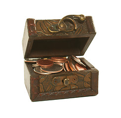 Image showing Brown box full of coins