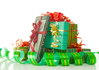 Image showing Christmas presents against white background