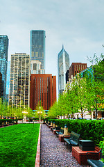 Image showing Downtown Chicago, IL at sunset