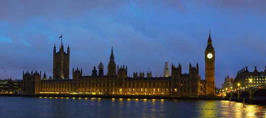 Image showing Parliament building with Big Ben panorama in London