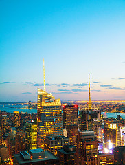 Image showing New York City cityscape at sunset