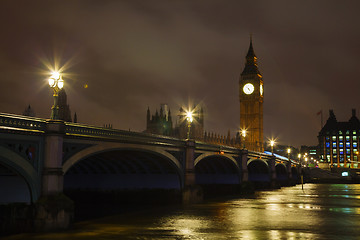 Image showing Westminster bridgr and Big Ben tower in London