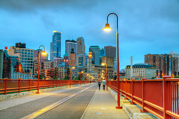 Image showing Downtown Minneapolis, Minnesota at night time