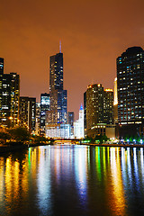 Image showing Trump International Hotel and Tower in Chicago, IL in the night