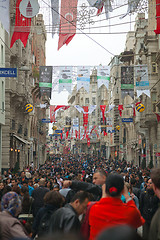 Image showing Crowded istiklal street with tourists in Istanbul