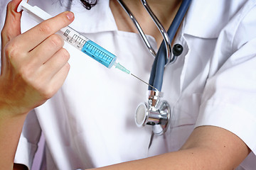 Image showing Portrait of a young doctor with stethoscope.