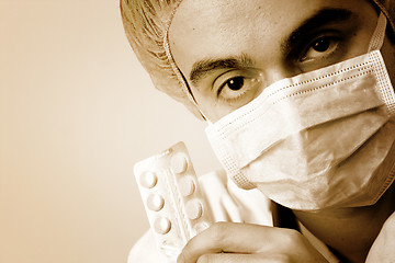 Image showing Portrait of a young doctor with stethoscope.