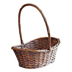 Image showing brown wooden basket over white